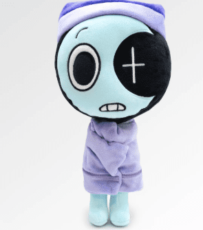 Close-up of the Astro Toon plush from the Roblox game Dandy's World with a white cross eye.