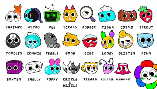 Who are all the characters in Dandys World?