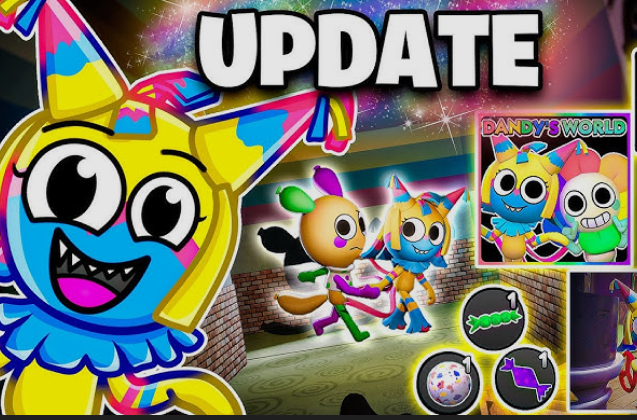 Yatta Dandy’s World update thumbnail featuring the new Piñata Toon and candy items.