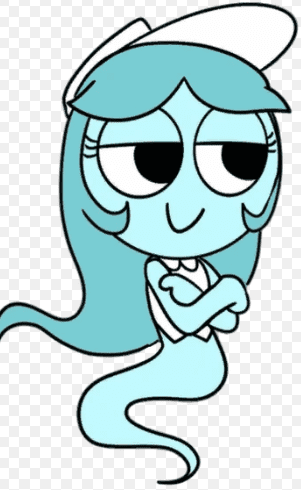 2D cartoon illustration of Connie from Dandy's World, a blue ghost Toon with arms crossed.