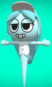 3D model of Connie from Dandy's World, a light-blue ghost with a white visor and sleeveless shirt.