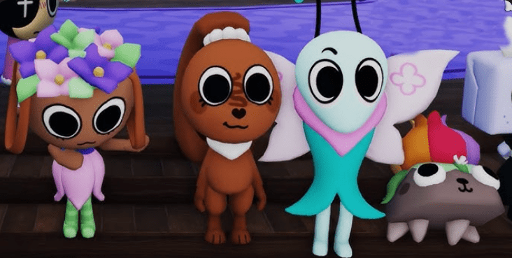 Cute 3D cartoon characters Poppy, Toodles, and Flutter standing together.