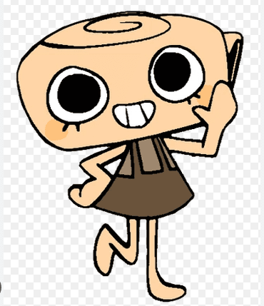 Shelly from Dandy's World depicted as a beige ammonite shell character with large cartoon eyes and orange blush.