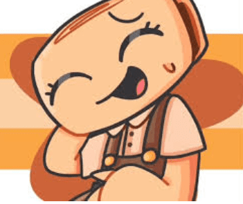Shelly Dandys World fanart cute happy expression beige ammonite toon laughing with arms crossed

